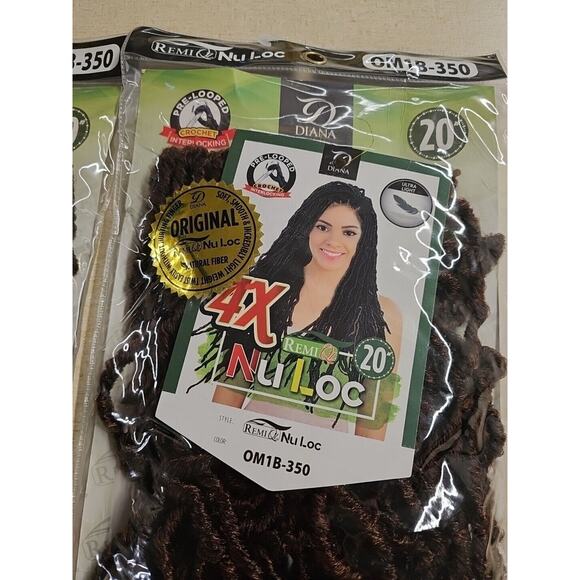 Nu Locs 2 packs Pre Loop Crochet Faux Locs 20" Ombre with Red Weave Extensions - Picture 4 of 7